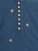 Load image into Gallery viewer, Campana Boys Mehul Kurta Pyjama Set - Chanderi Khari Print - Navy & Gold