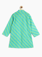 Load image into Gallery viewer, Campana Boys Mehul Kurta Pyjama Set - Statement Leheriya Print - Turquoise & Sea Green