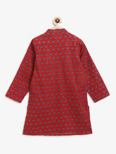 Load image into Gallery viewer, Campana Boys Mehul Kurta Pyjama Set - Festive Blockprint - Red & Green