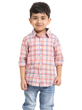 Load image into Gallery viewer, Campana Boys Wilson Full Sleeve Shirt - Checks - Orange & Multicolour