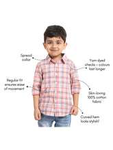 Load image into Gallery viewer, Campana Boys Wilson Full Sleeve Shirt - Checks - Orange & Multicolour