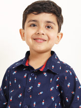Load image into Gallery viewer, Campana Boys Ice Candy Print Wilson Full Sleeve Shirt - Navy Blue