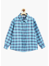 Load image into Gallery viewer, Campana Boys Wilson Buffalo Checks Full Sleeve Shirt - Blue