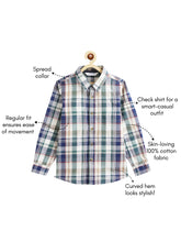 Load image into Gallery viewer, Campana Boys Wilson Plaid Checks Full Sleeves Shirt - Blue, Green & White