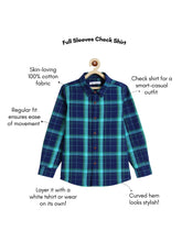 Load image into Gallery viewer, Campana Boys Pure Cotton Full Sleeves Checked Shirt - Navy & Teal Green