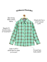 Load image into Gallery viewer, Campana Boys Pure Cotton Full Sleeves Checked Shirt - Mint Green