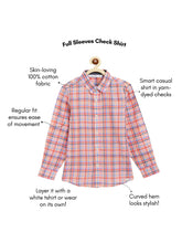 Load image into Gallery viewer, Campana Boys Pure Cotton Full Sleeves Checked Shirt - White, Orange & Blue