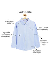Load image into Gallery viewer, Campana Boys Solid Full Sleeves Pure Cotton Oxford Shirt - Light Blue