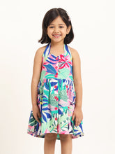 Load image into Gallery viewer, Campana Girls Cheryl Halter Neck Dress - In the Jungle Print - Multicolour & Pink