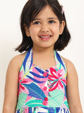 Load image into Gallery viewer, Campana Girls Cheryl Halter Neck Dress - In the Jungle Print - Multicolour & Pink