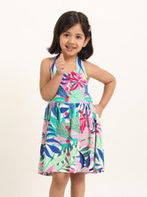 Load image into Gallery viewer, Campana Girls Cheryl Halter Neck Dress - In the Jungle Print - Multicolour & Pink