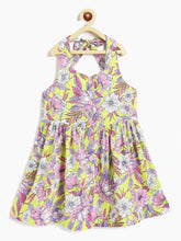 Load image into Gallery viewer, Campana Girls Cheryl Halter Neck Dress - Tropical Floral Print - Pink & Yellow