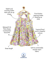 Load image into Gallery viewer, Campana Girls Cheryl Halter Neck Dress - Tropical Floral Print - Pink & Yellow