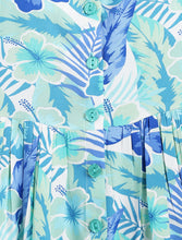 Load image into Gallery viewer, Campana Girls Cheryl Halter Neck Dress - Tropical Print - Blue & Sea Green