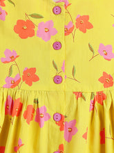 Load image into Gallery viewer, Campana Girls Cheryl Pure Cotton Floral Printed Halter Neck Dress - Yellow