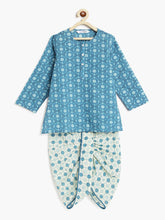Load image into Gallery viewer, Campana Boys Bansi Dhoti Kurta Set- Circles Print - Blue & White