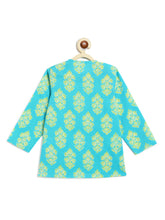 Load image into Gallery viewer, Campana Boys Bansi Dhoti Kurta Set - Buta & Zigzag Print - Blue & Lime Green