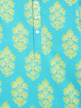 Load image into Gallery viewer, Campana Boys Bansi Dhoti Kurta Set - Buta & Zigzag Print - Blue & Lime Green