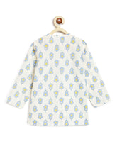 Load image into Gallery viewer, Campana Boys Bansi Dhoti Kurta Set - Flower Stamp Print - White & Blue