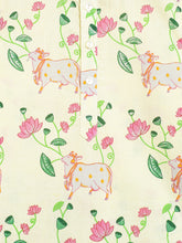 Load image into Gallery viewer, Campana Boys Bansi Dhoti Kurta Set - Pichwai Print - Off-White & Green