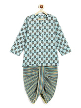 Load image into Gallery viewer, Campana Boys Bansi Dhoti Kurta Set - Vintage Floral Print - Blue & Grey