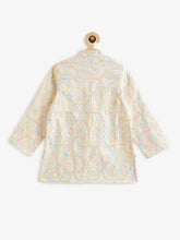 Load image into Gallery viewer, Campana Boys Mehul Dhoti Kurta Set - Geometric Embroidery - White & Multicolour