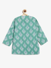 Load image into Gallery viewer, Campana Boys Bansi Dhoti Kurta Set - Ikat Print - Teal & Navy Blue