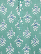 Load image into Gallery viewer, Campana Boys Bansi Dhoti Kurta Set - Ikat Print - Teal & Navy Blue