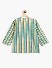 Load image into Gallery viewer, Campana Boys Bansi Dhoti Kurta Set - Kantha Stripes - Aqua Blue & Mustard