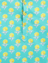 Load image into Gallery viewer, Campana Boys Bansi Dhoti Kurta Set - Floral Blockprint - Turquoise Blue & Yellow