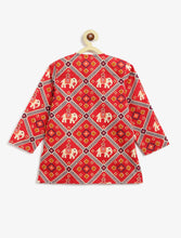 Load image into Gallery viewer, Campana Boys Bansi Dhoti Kurta Set - Royal Elephants Print - Red & Purple
