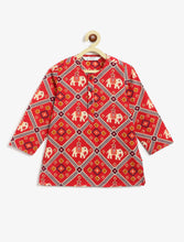 Load image into Gallery viewer, Campana Boys Bansi Dhoti Kurta Set - Royal Elephants Print - Red & Purple