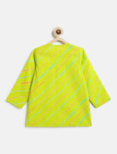 Load image into Gallery viewer, Campana Boys Bansi Dhoti Kurta Set - Leheriya Print - Lime Green & Turquoise