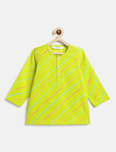 Load image into Gallery viewer, Campana Boys Bansi Dhoti Kurta Set - Leheriya Print - Lime Green & Turquoise