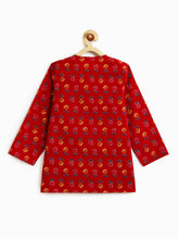 Load image into Gallery viewer, Campana Boys Bansi Pure Cotton Floral & Striped Dhoti Kurta Set - Red & Blue