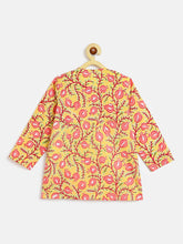 Load image into Gallery viewer, Campana Boys Bansi Pure Cotton Anaar Print Dhoti Kurta Set - Yellow & Peach