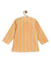 Load image into Gallery viewer, Campana Boys Bansi Pure Cotton Striped Dhoti Kurta Set - Mustard & Turquoise Blue