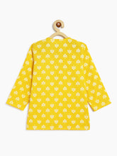 Load image into Gallery viewer, Campana Boys Bansi Pure Cotton Floral & Kanthawork Dhoti Kurta Set - Yellow & White