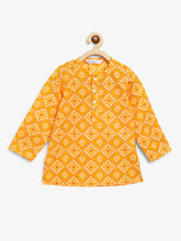 Load image into Gallery viewer, Campana Boys Bansi Dhoti Kurta Set - Floral Lattice Print - Yellow & Off-White