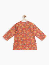 Load image into Gallery viewer, Campana Boys Bansi Dhoti Kurta Set - Floral Jaal Print - Brick Orange & Mustard