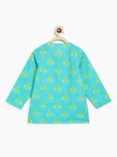 Load image into Gallery viewer, Campana Boys Bansi Kurta Set - Diamond Print - Turquoise & Lime Green