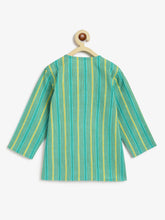Load image into Gallery viewer, Campana Boys Bansi Dhoti Kurta Set - Striped Print - Sea Green & Yellow