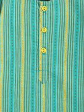 Load image into Gallery viewer, Campana Boys Bansi Dhoti Kurta Set - Striped Print - Sea Green & Yellow