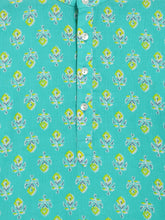 Load image into Gallery viewer, Campana Boys Palash Kurta Pyjama Set - Small Motif Print - Turquoise & White