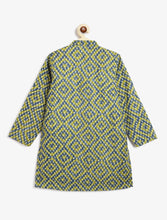 Load image into Gallery viewer, Campana Boys Palash Kurta Pyjama Set - Bandhani Diamonds - Blue & Green