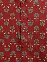 Load image into Gallery viewer, Campana Boys Palash Cotton Kurta Pyjama Set - Floral Blockprint - Maroon
