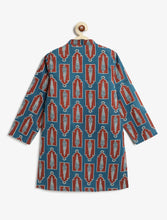 Load image into Gallery viewer, Campana Boys Palash Cotton Kurta Pyjama Set - Jharokha Print - Navy & Maroon