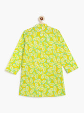 Load image into Gallery viewer, Campana Boys Palash Pure Cotton Leafy Print Kurta Pyjama Set - Lime Green