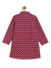 Load image into Gallery viewer, Campana Boys Palash Kurta Pyjama Set - Sun Blockprint - Burgundy & Off-White
