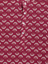 Load image into Gallery viewer, Campana Boys Palash Kurta Pyjama Set - Sun Blockprint - Burgundy & Off-White
